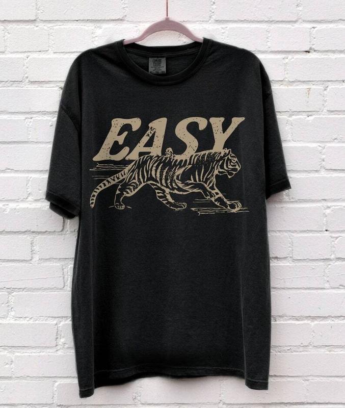 Easy Tiger Vintage Inspired Tee - Trendy Boho Oversized T-Shirt