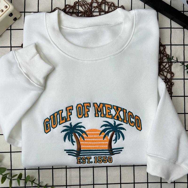 Gulf of Mexico Embroidered Sweatshirt - 1550 Heritage Hoodie for Map Lovers