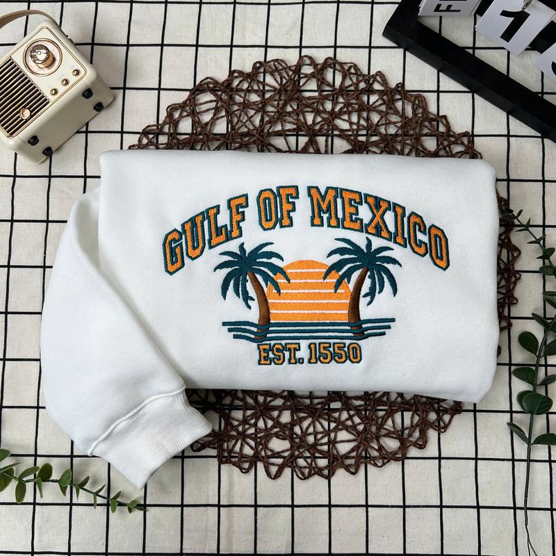 Gulf of Mexico Embroidered Sweatshirt - 1550 Heritage Hoodie for Map Lovers