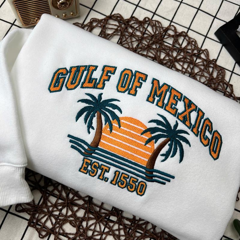 Gulf of Mexico Embroidered Sweatshirt - 1550 Heritage Hoodie for Map Lovers