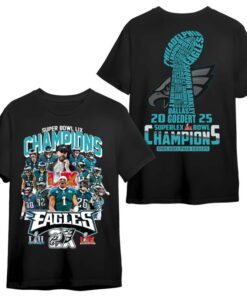 Philadelphia Eagles Super Bowl LIX Champions 2X T-Shirt - Gameday Team Spirit Football Shirt