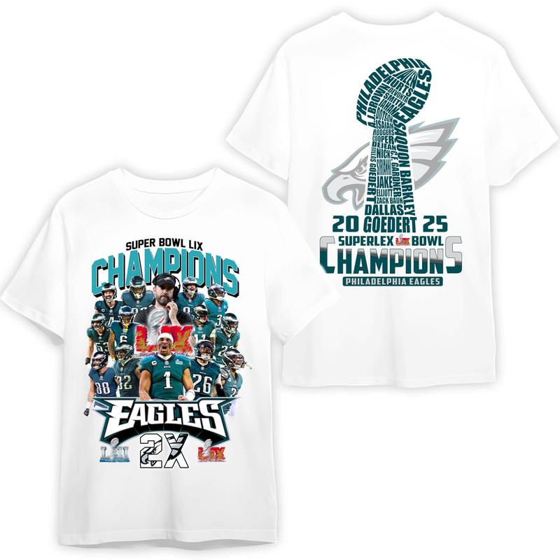 Philadelphia Eagles Super Bowl LIX Champions 2X T-Shirt - Gameday Team Spirit Football Shirt