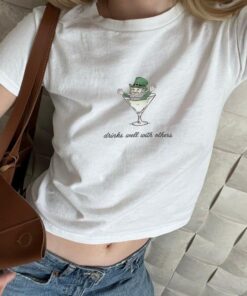 St. Patrick's Day Baby Tee for Women - Leprechaun Martini Cocktail Shirt with a Fun Twist