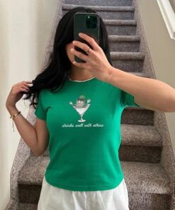 St. Patrick's Day Baby Tee for Women - Leprechaun Martini Cocktail Shirt with a Fun Twist