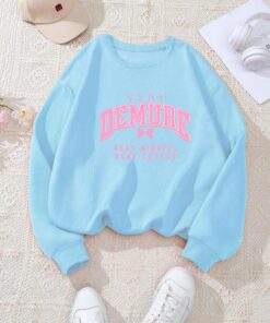 Women's Demure Print Round Neck Sweatshirt - Casual Long Sleeve Pullover for Fall & Winter