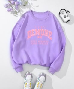 Women's Demure Print Round Neck Sweatshirt - Casual Long Sleeve Pullover for Fall & Winter