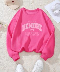 Women's Demure Print Round Neck Sweatshirt - Casual Long Sleeve Pullover for Fall & Winter
