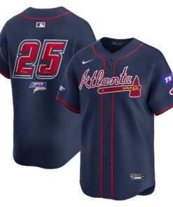Men's Atlanta Braves #25 Nike Navy 2025 MLB Speedway Classic Alternate Limited Jersey