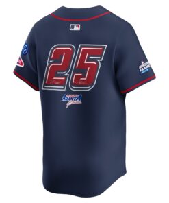 Men's Atlanta Braves #25 Nike Navy 2025 MLB Speedway Classic Alternate Limited Jersey