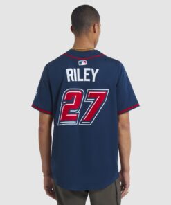 Men's Atlanta Braves Austin Riley Nike Navy 2025 MLB Speedway Classic Alternate Limited Player Jersey