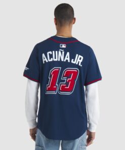 Men's Atlanta Braves Ronald Acuna Jr. Nike Navy 2025 MLB Speedway Classic Alternate Limited Player Jersey