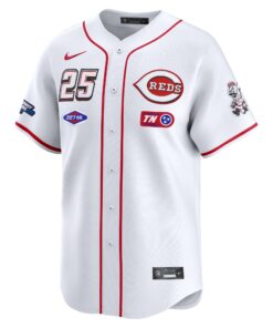 Men's Cincinnati Reds #25 Nike White 2025 MLB Speedway Classic Home Replica Jersey