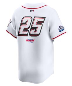 Men's Cincinnati Reds #25 Nike White 2025 MLB Speedway Classic Home Replica Jersey