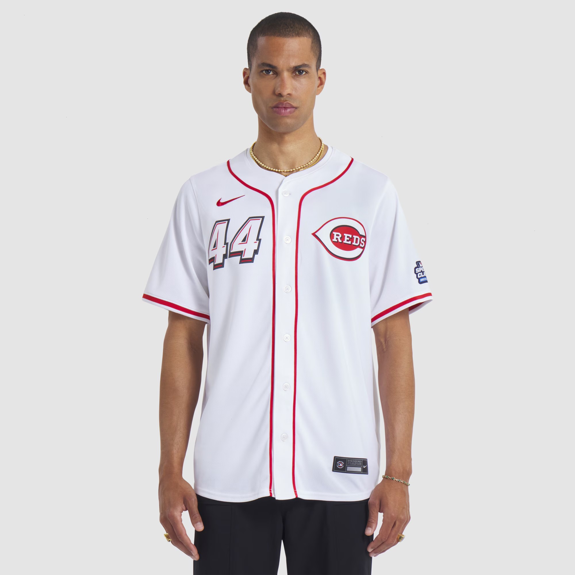Men's Cincinnati Reds Elly De La Cruz Nike White 2025 MLB Speedway Classic Home Limited Player Jersey