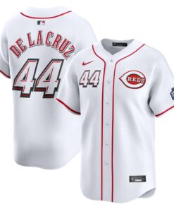 Men's Cincinnati Reds Elly De La Cruz Nike White 2025 MLB Speedway Classic Home Replica Jersey