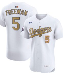 Men's Los Angeles Dodgers Freddie Freeman Nike White 2025 Gold Collection Elite Jersey