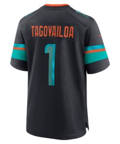 Men's Miami Dolphins Tua Tagovailoa Nike Pitch Blue 2025 Rivalries Collection Game Jersey