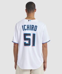 Men's Miami Marlins Ichiro Suzuki Nike White 2025 Baseball Hall of Fame Name & Number Retired Replica Jersey