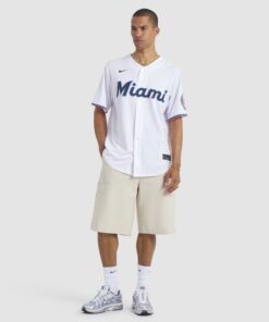 Men's Miami Marlins Ichiro Suzuki Nike White 2025 Baseball Hall of Fame Name & Number Retired Replica Jersey