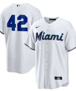 Men's Miami Marlins Nike White Home 2025 Jackie Robinson Day Replica Jersey