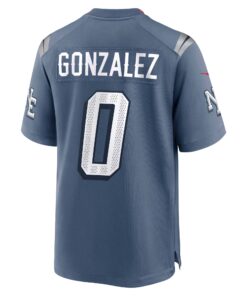 Men's New England Patriots Christian Gonzalez Nike Storm Blue 2025 Rivalries Collection Game Jersey
