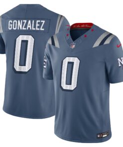 Men's New England Patriots Christian Gonzalez Nike Storm Blue 2025 Rivalries Collection Limited Jersey