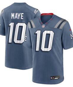 Men's New England Patriots Drake Maye Nike Storm Blue 2025 Rivalries Collection Game Jersey
