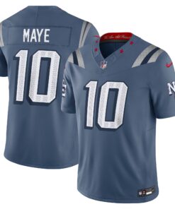Men's New England Patriots Drake Maye Nike Storm Blue 2025 Rivalries Collection Limited Jersey