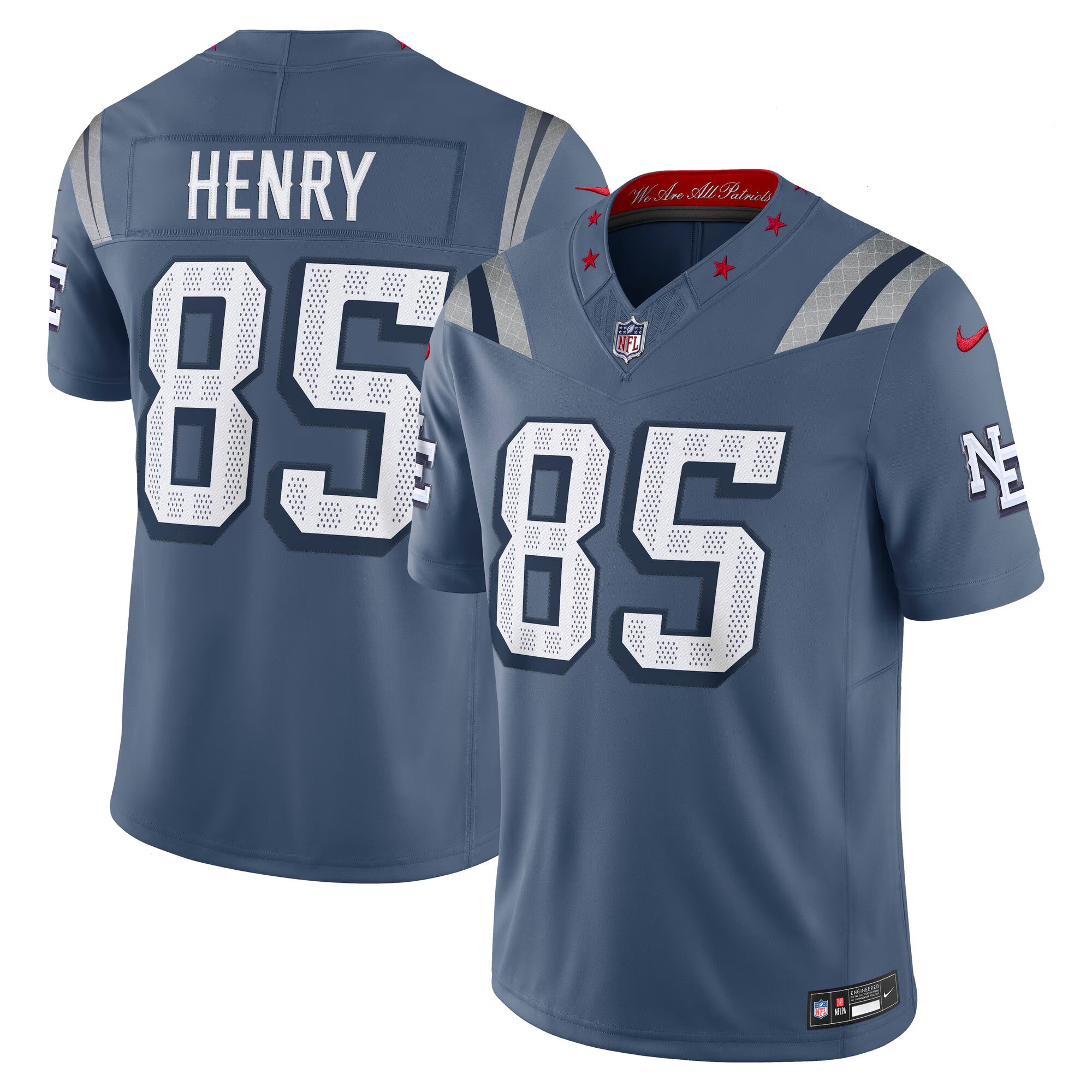 Men's New England Patriots Hunter Henry Nike Storm Blue 2025 Rivalries Collection Limited Jersey