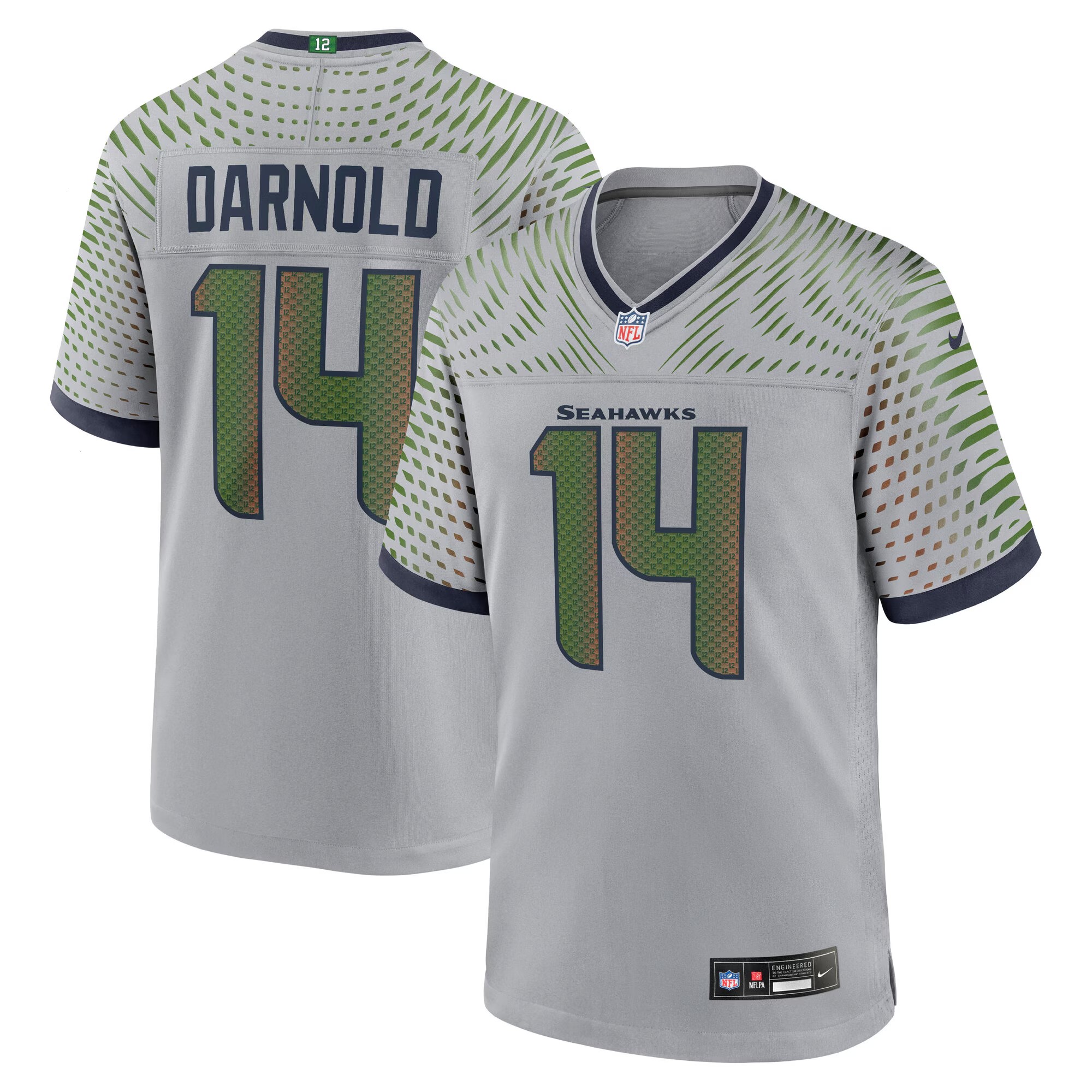 Men's Seattle Seahawks Sam Darnold Nike Wolf Gray 2025 Rivalries Collection Game Jersey