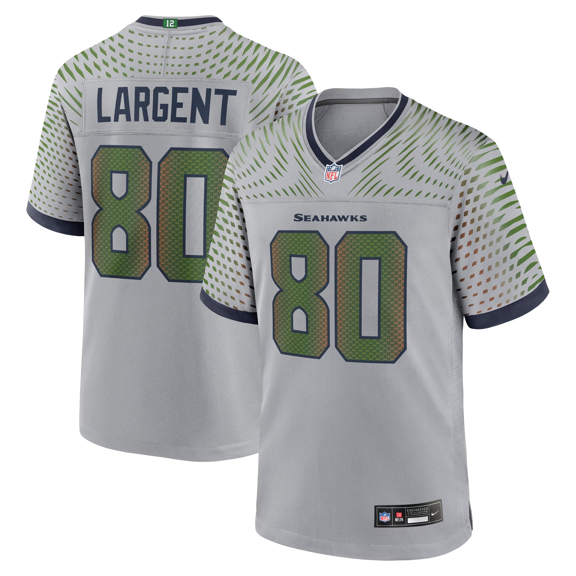 Men's Seattle Seahawks Steve Largent Nike Wolf Gray 2025 Rivalries Collection Retired Player Game Jersey