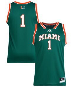 Men's adidas #1 Green Miami Hurricanes Replica Swingman Jersey