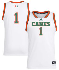 Men's adidas #1 White Miami Hurricanes Replica Swingman Jersey