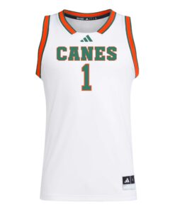 Men's adidas #1 White Miami Hurricanes Replica Swingman Jersey