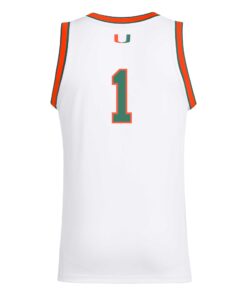 Men's adidas #1 White Miami Hurricanes Replica Swingman Jersey