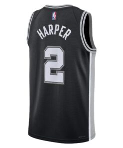 San Antonio Spurs Nike Icon Edition Swingman Jersey NBA 2025 First Round Draft Pick - Black - Dylan Harper - Unisex