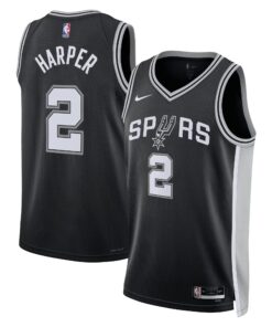 San Antonio Spurs Nike Icon Edition Swingman Jersey NBA 2025 First Round Draft Pick - Black - Dylan Harper - Youth