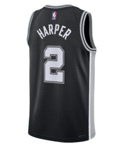 San Antonio Spurs Nike Icon Edition Swingman Jersey NBA 2025 First Round Draft Pick - Black - Dylan Harper - Youth