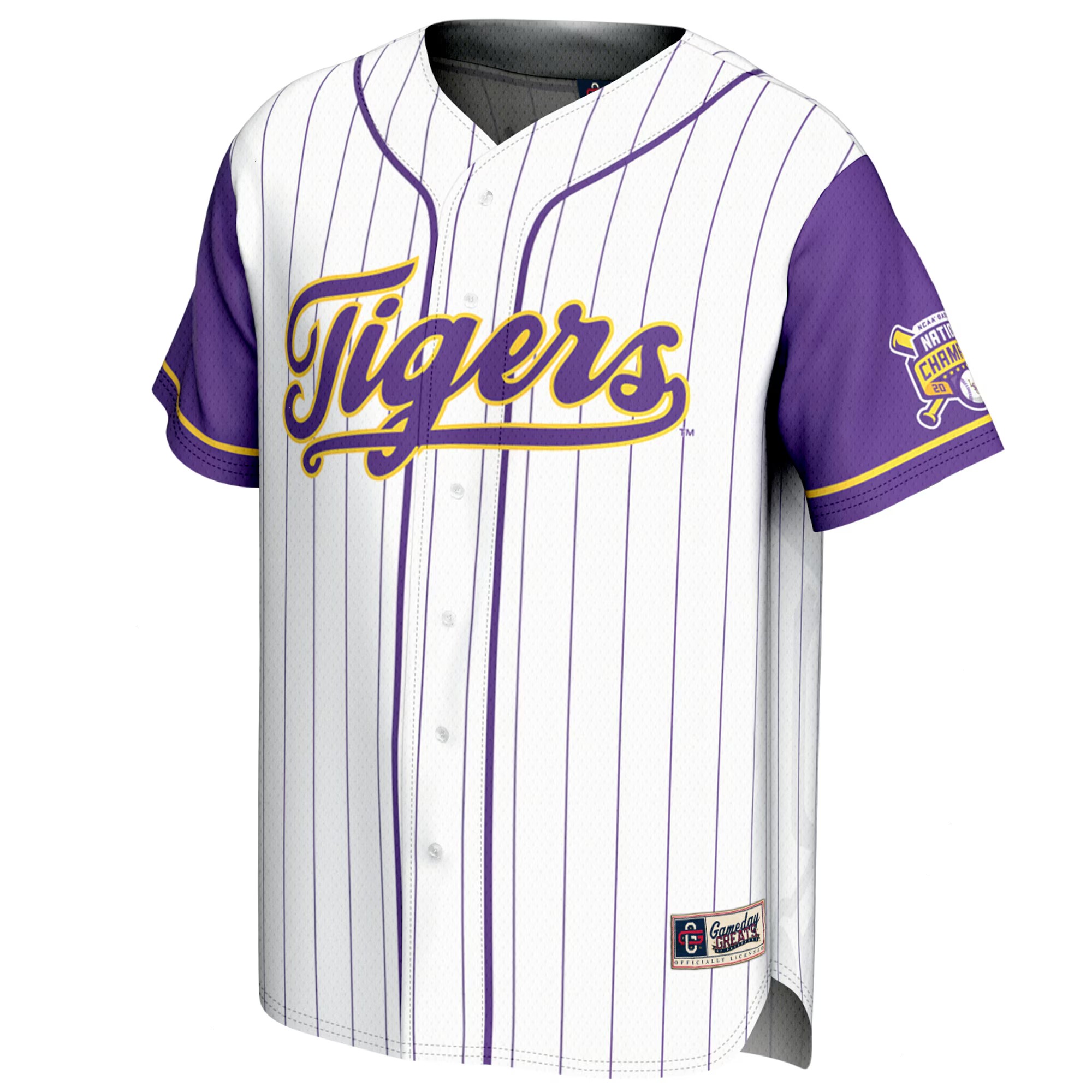 Unisex GameDay Greats #1 White LSU Tigers 2025 NCAA Baseball Men's College World Series Champions Lightweight Baseball Jersey