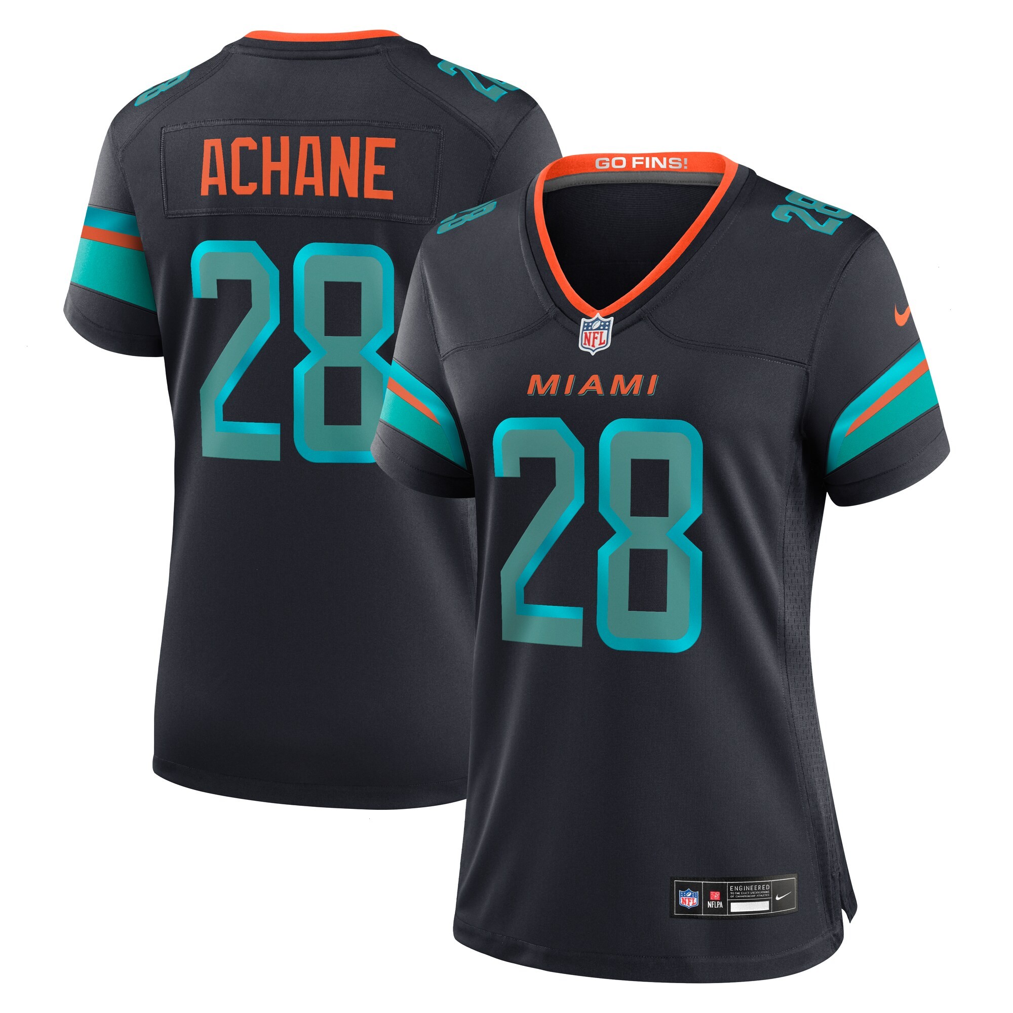 Women's Miami Dolphins De'Von Achane Nike Pitch Blue 2025 Rivalries Collection Game Jersey