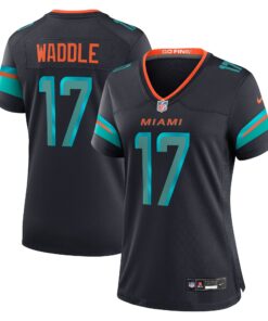 Women's Miami Dolphins Jaylen Waddle Nike Pitch Blue 2025 Rivalries Collection Game Jersey