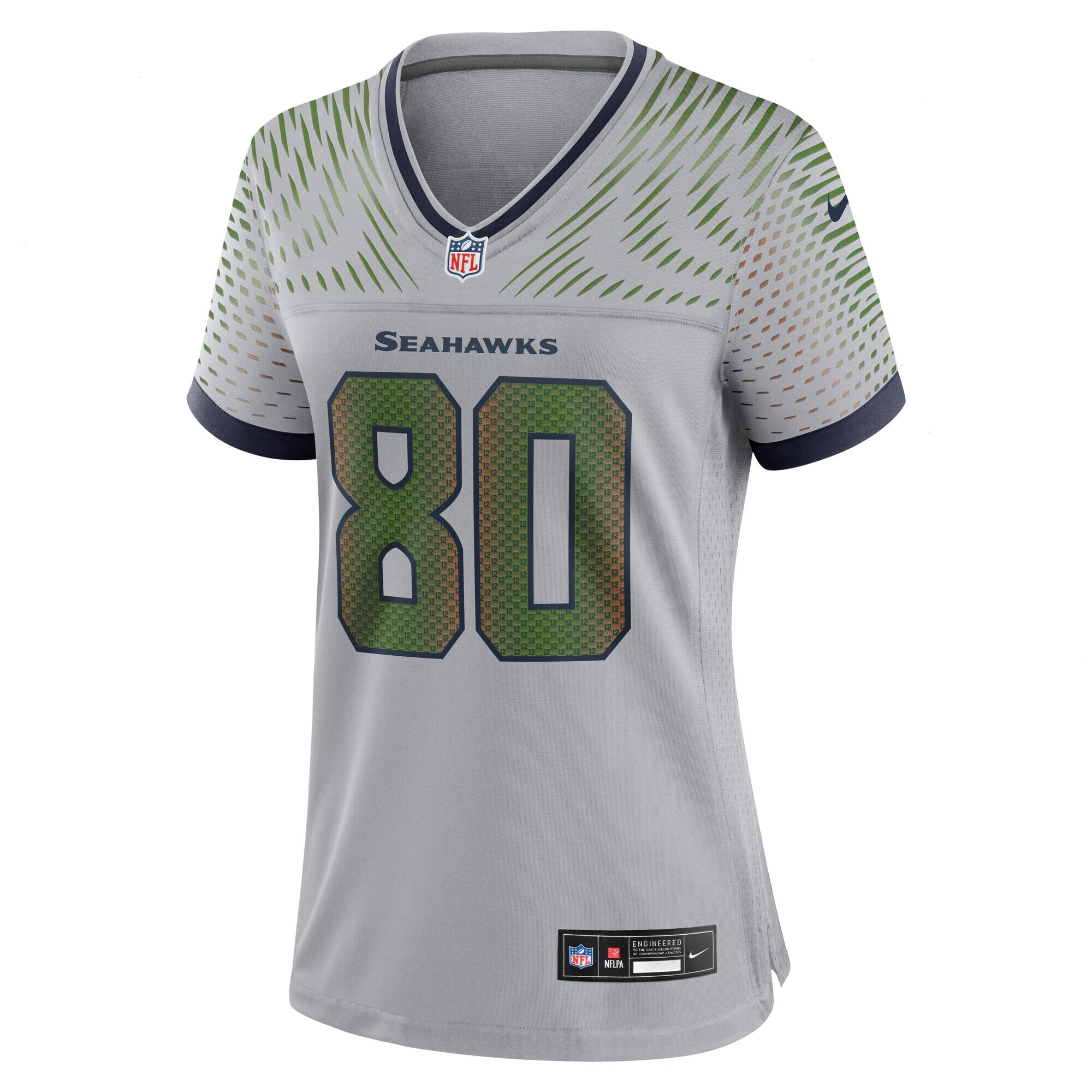 Women's Seattle Seahawks Steve Largent Nike Wolf Gray 2025 Rivalries Collection Retired Game Jersey