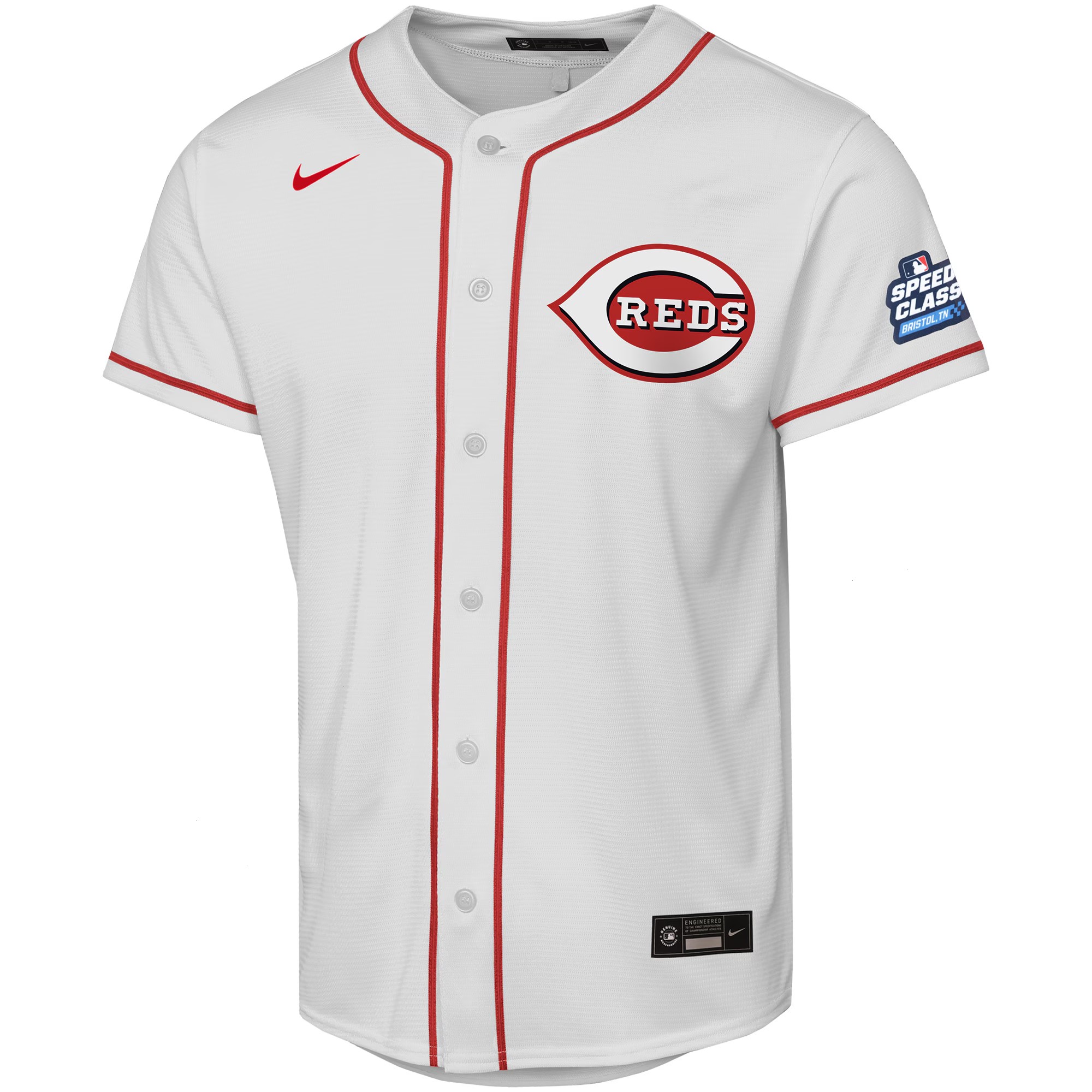 Youth Cincinnati Reds Nike White 2025 MLB Speedway Classic Home Replica Team Jersey