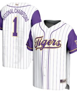 Youth GameDay Greats #1 White LSU Tigers 2025 NCAA Men's Baseball College World Series Champions Lightweight Baseball Jersey