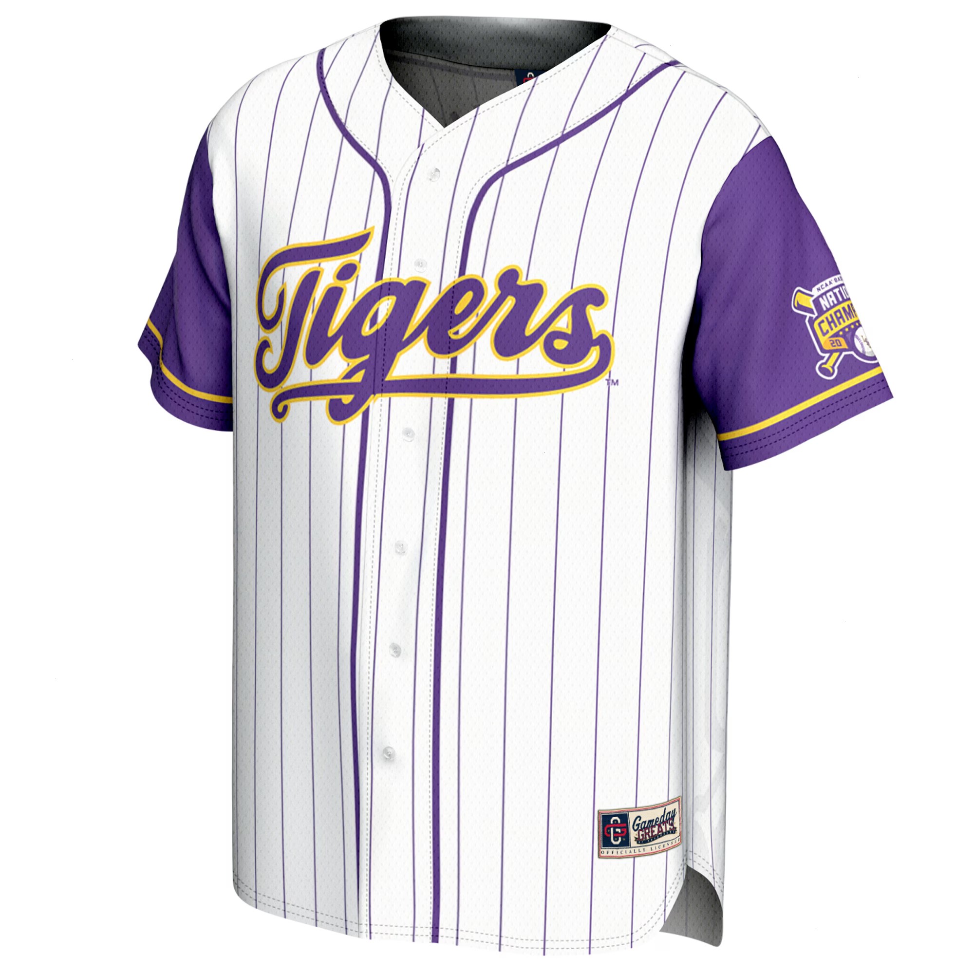 Youth GameDay Greats #1 White LSU Tigers 2025 NCAA Men's Baseball College World Series Champions Lightweight Baseball Jersey