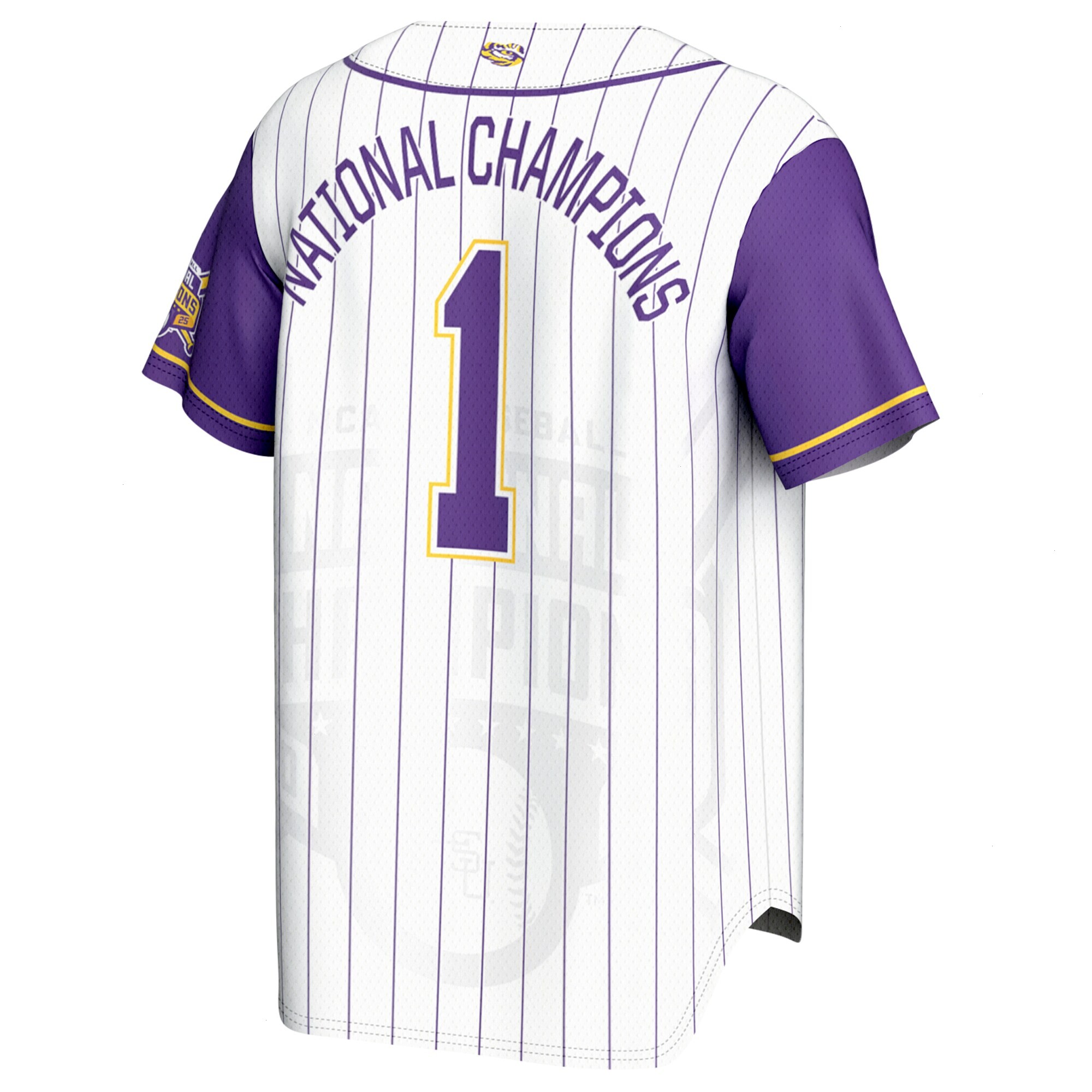 Youth GameDay Greats #1 White LSU Tigers 2025 NCAA Men's Baseball College World Series Champions Lightweight Baseball Jersey