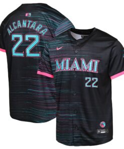 Youth Miami Marlins Sandy Alcantara Black 2025 City Connect Limited Player Jersey