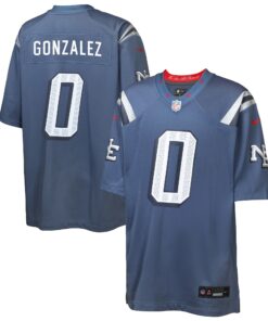 Youth New England Patriots Christian Gonzalez Nike Storm Blue 2025 Rivalries Collection Game Jersey