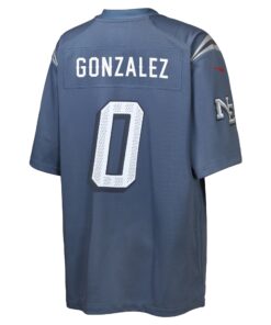 Youth New England Patriots Christian Gonzalez Nike Storm Blue 2025 Rivalries Collection Game Jersey