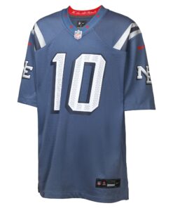 Youth New England Patriots Drake Maye Nike Storm Blue 2025 Rivalries Collection Game Jersey